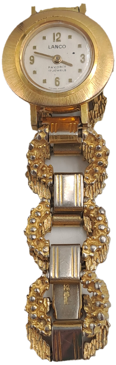 Vintage swiss Made Lanco favorit Ladies Windup watch -17 Jewels -Gold Plated -Working