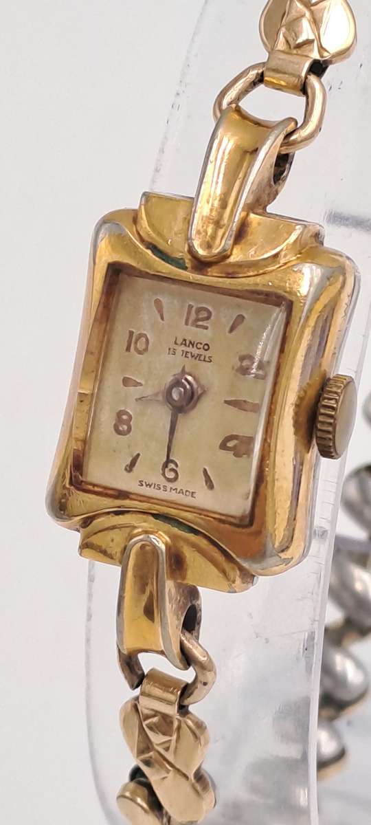 Vintage Gold plated Swiss Made Ladies Lanco Manual wind watch Working -13 Jewels