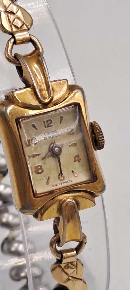 Vintage Gold plated Swiss Made Ladies Lanco Manual wind watch Working -13 Jewels
