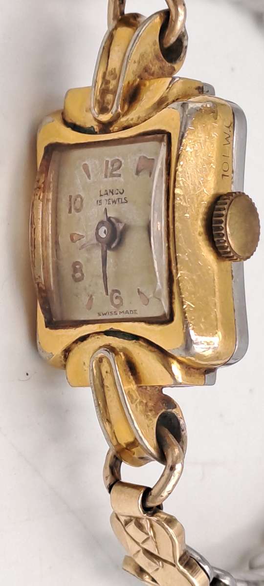 Vintage Gold plated Swiss Made Ladies Lanco Manual wind watch Working -13 Jewels