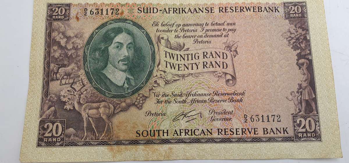 Rare 1962 South Africa  20 Rand -Afrikaans - English-G Rissik