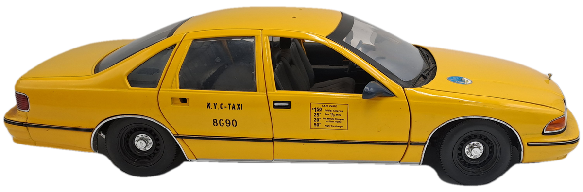Pre-owned 1990's NYC New York City Taxi 1:18 Die Cast UT Model -roof Taxy sign missing