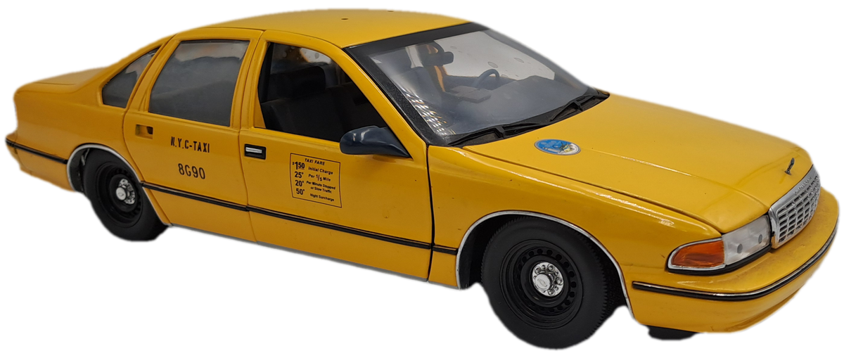 Pre-owned 1990's NYC New York City Taxi 1:18 Die Cast UT Model -roof Taxy sign missing