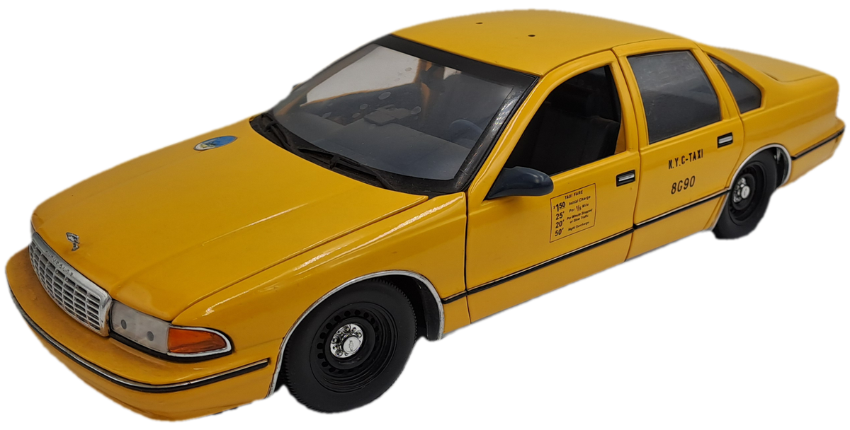 Pre-owned 1990's NYC New York City Taxi 1:18 Die Cast UT Model -roof Taxy sign missing