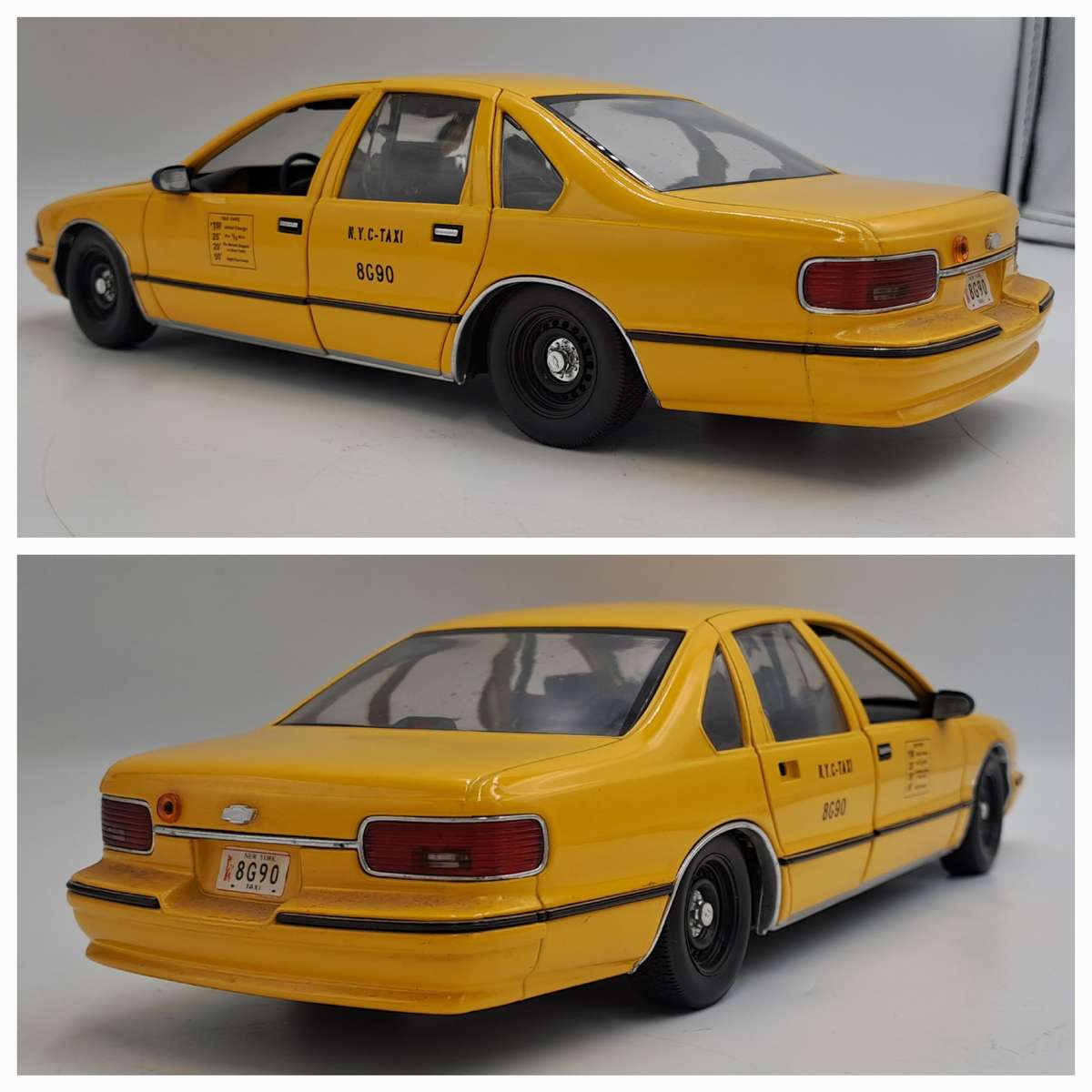 Pre-owned 1990's NYC New York City Taxi 1:18 Die Cast UT Model -roof Taxy sign missing