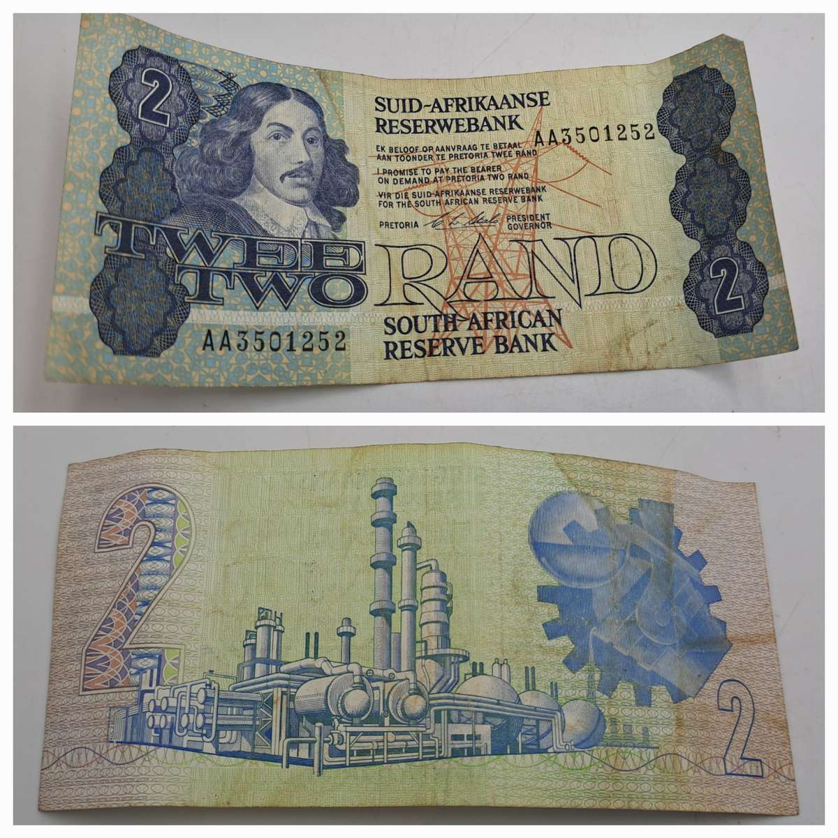 1990 South Africa 2 Rand Note -Afrikaans -English C.L Stals