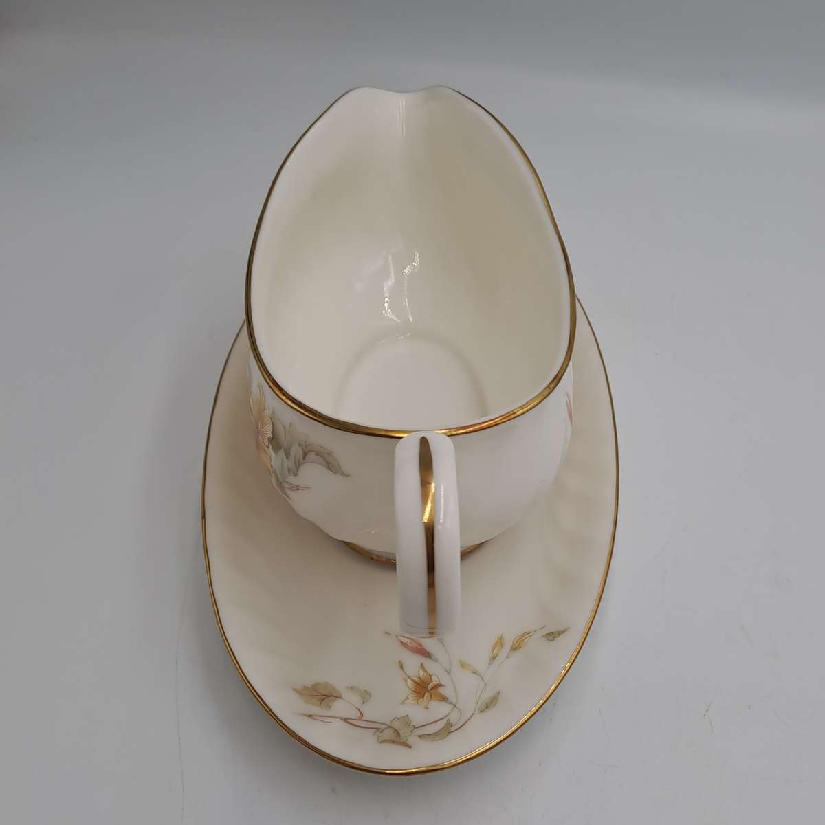 Vintage Gorham TRELLIS Fine China Gravy Boat and Saucer 24kt Gold Hand Banded Japan-Mint Condition