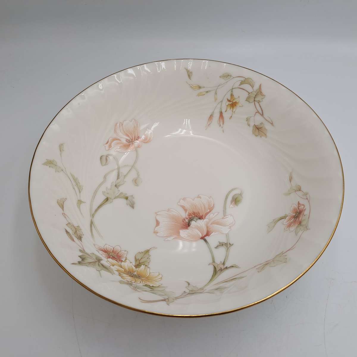 Vintage Gorham TRELLIS Fine China Large Bowl 24kt Gold Hand Banded Japan-Mint Condition-