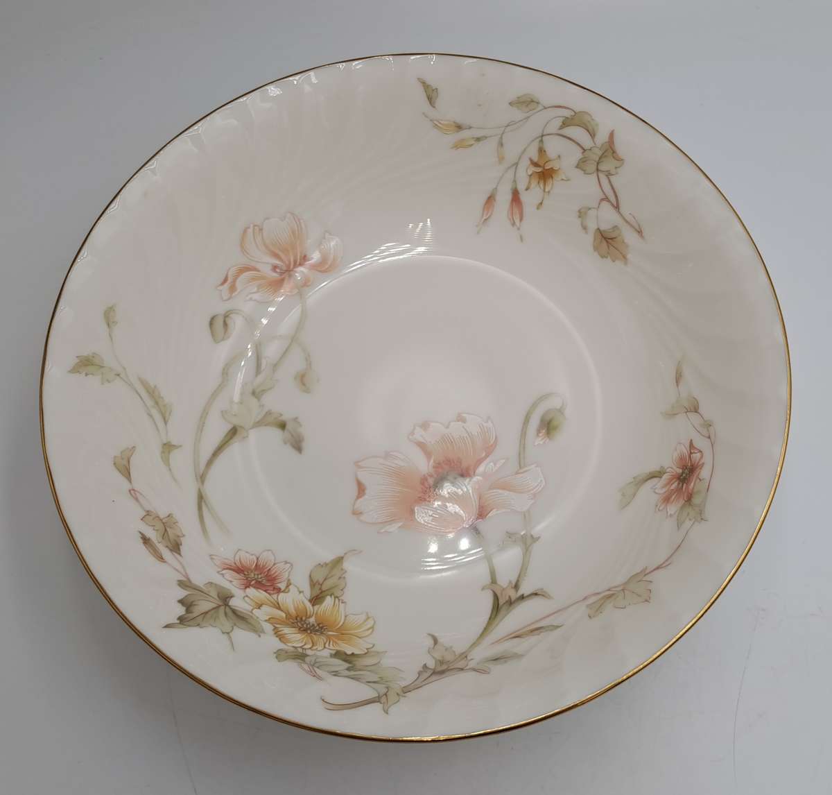 Vintage Gorham TRELLIS Fine China Large Bowl 24kt Gold Hand Banded Japan-Mint Condition-