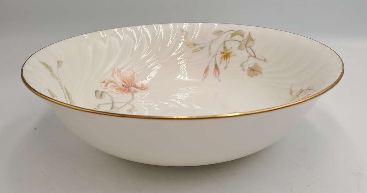 Vintage Gorham TRELLIS Fine China Large Bowl 24kt Gold Hand Banded Japan-Mint Condition-