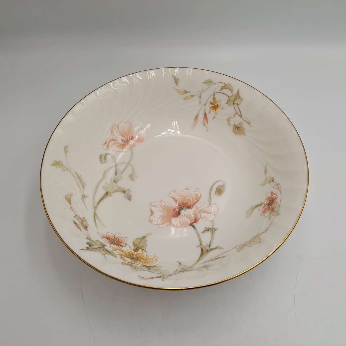 Vintage Gorham TRELLIS Fine China Large Bowl 24kt Gold Hand Banded Japan-Mint Condition-