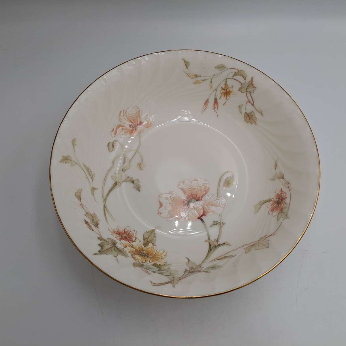 Vintage Gorham TRELLIS Fine China Large Bowl 24kt Gold Hand Banded Japan-Mint Condition-