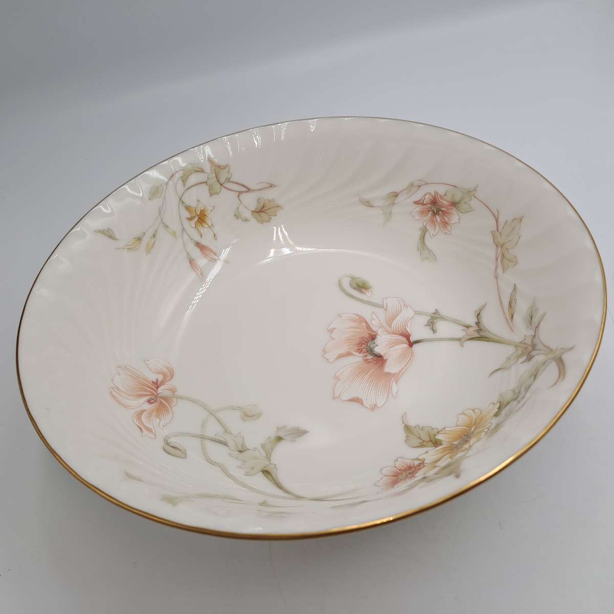 Vintage Gorham TRELLIS Fine China Large Bowl 24kt Gold Hand Banded Japan-Mint Condition-