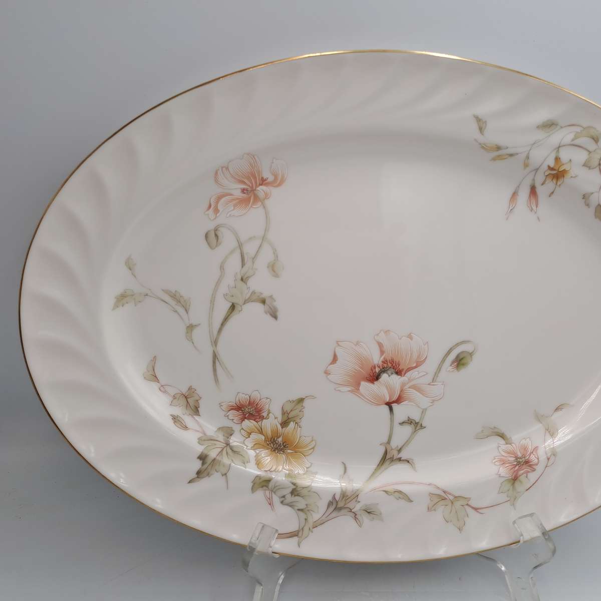 Vintage Gorham TRELLIS Fine China Oval Platter 24kt Gold Hand Banded Japan-Mint Condition-