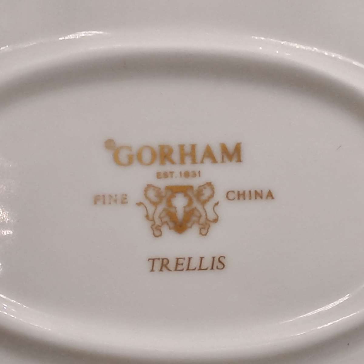 Vintage Gorham TRELLIS Fine China Oval Platter 24kt Gold Hand Banded Japan-Mint Condition-