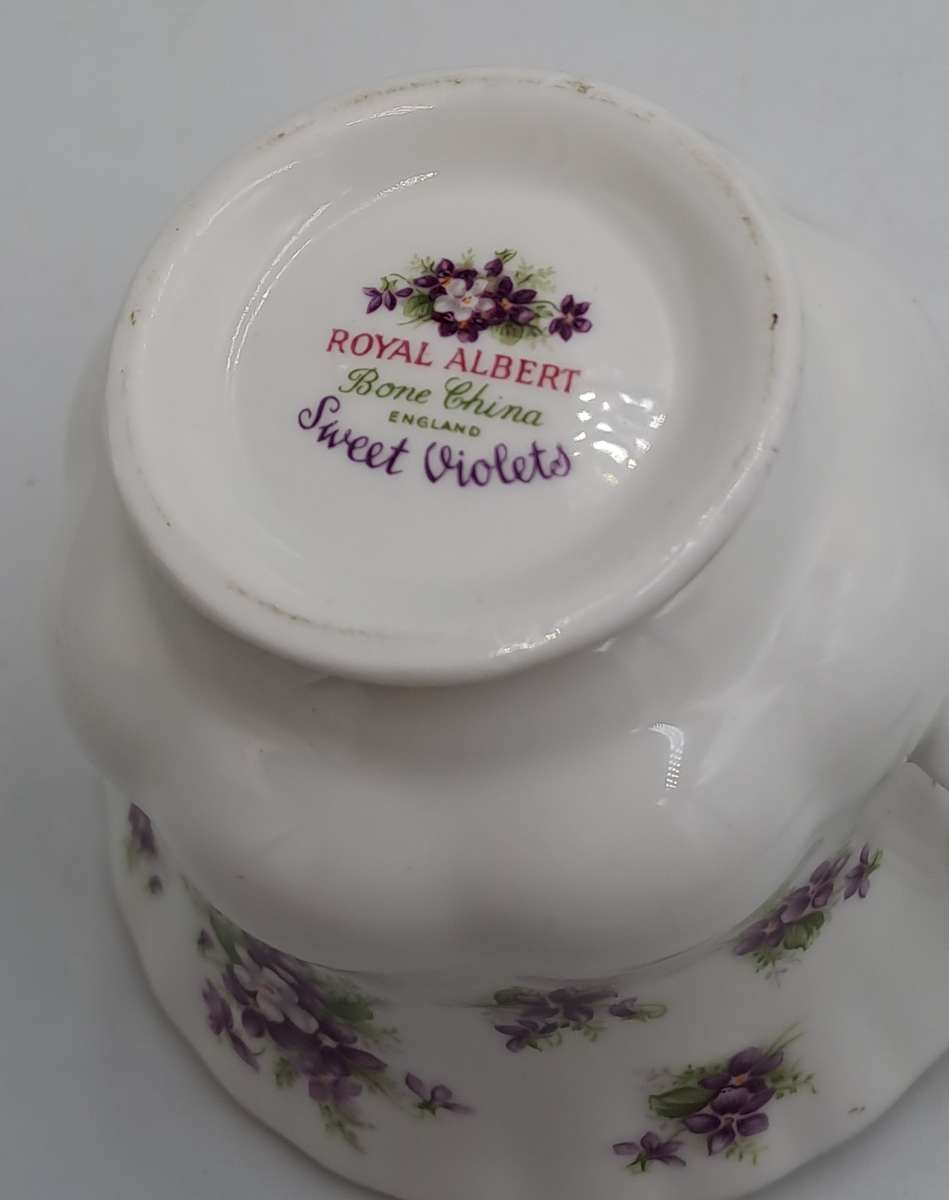 Vintage Royal Albert SWEET VIOLETS Tea Duo Bone China (The Cup has a hairline Crack)