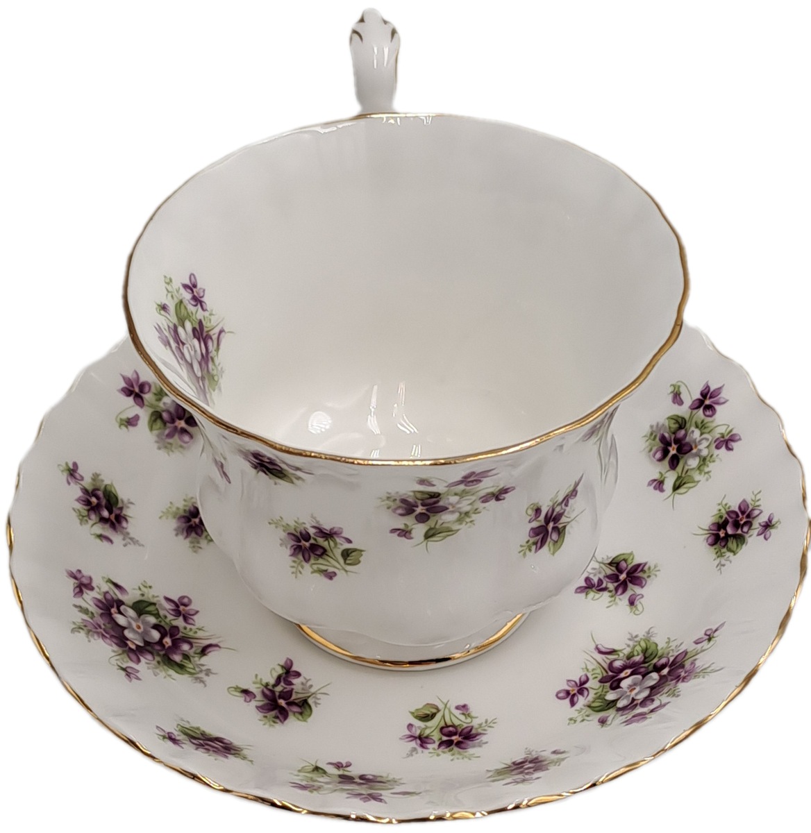Vintage Royal Albert SWEET VIOLETS Tea Duo Bone China (The Cup has a hairline Crack)