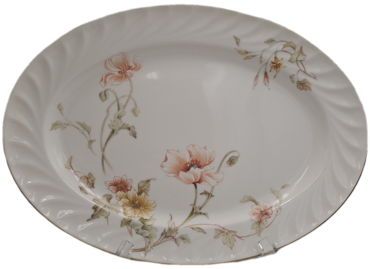 Vintage Gorham TRELLIS Fine China Oval Platter 24kt Gold Hand Banded Japan-Mint Condition-