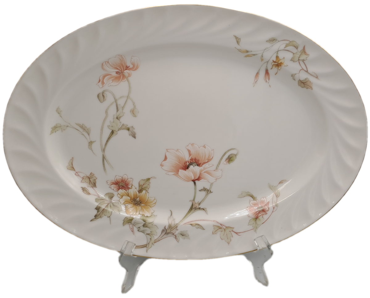 Vintage Gorham TRELLIS Fine China Oval Platter 24kt Gold Hand Banded Japan-Mint Condition-