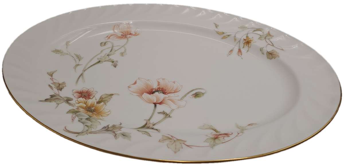 Vintage Gorham TRELLIS Fine China Oval Platter 24kt Gold Hand Banded Japan-Mint Condition-