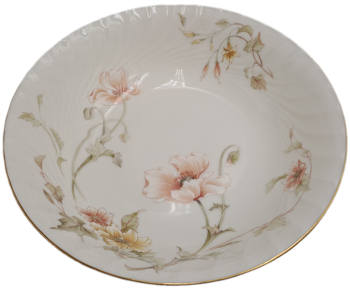 Vintage Gorham TRELLIS Fine China Large Bowl 24kt Gold Hand Banded Japan-Mint Condition-