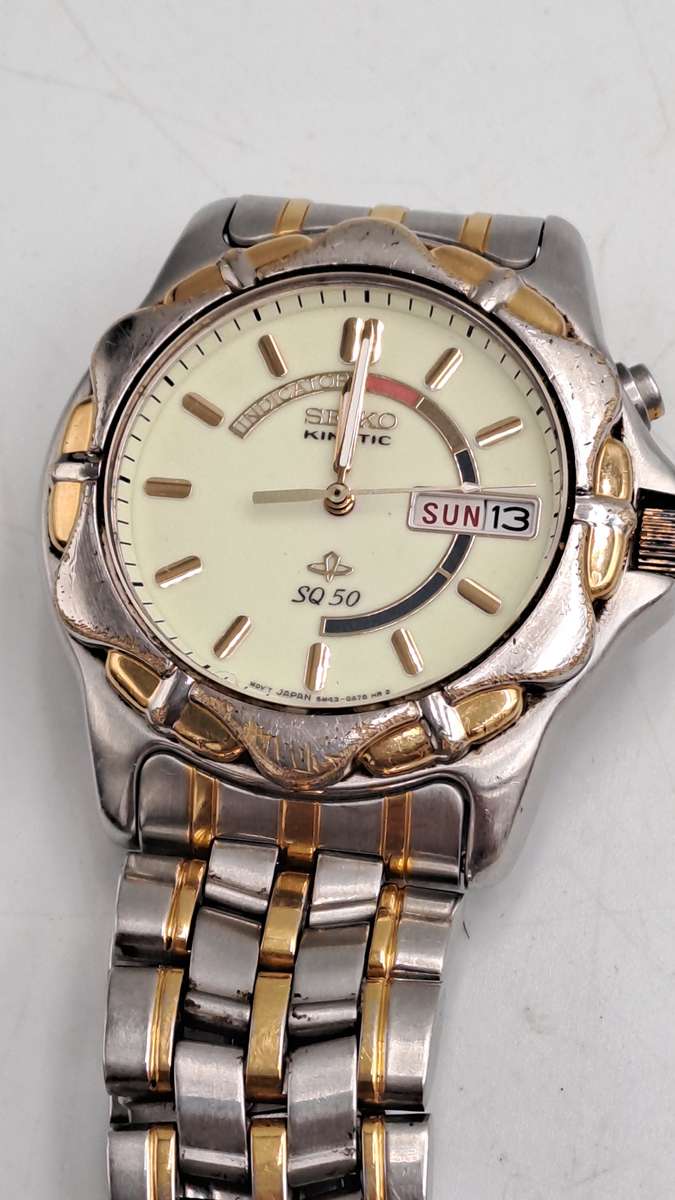 Vintage Seiko Kinetic SQ 50 Men's Watch -Luminated Dial-Not holding Charge