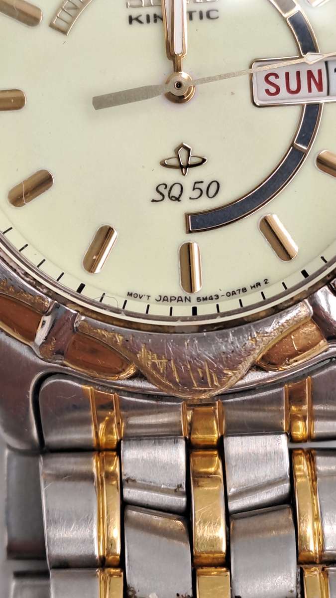 Vintage Seiko Kinetic SQ 50 Men's Watch -Luminated Dial-Not holding Charge