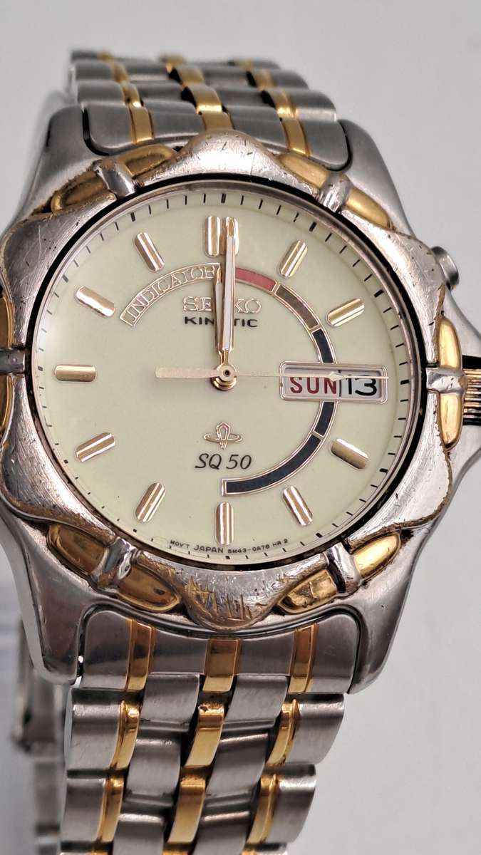 Vintage Seiko Kinetic SQ 50 Men's Watch -Luminated Dial-Not holding Charge