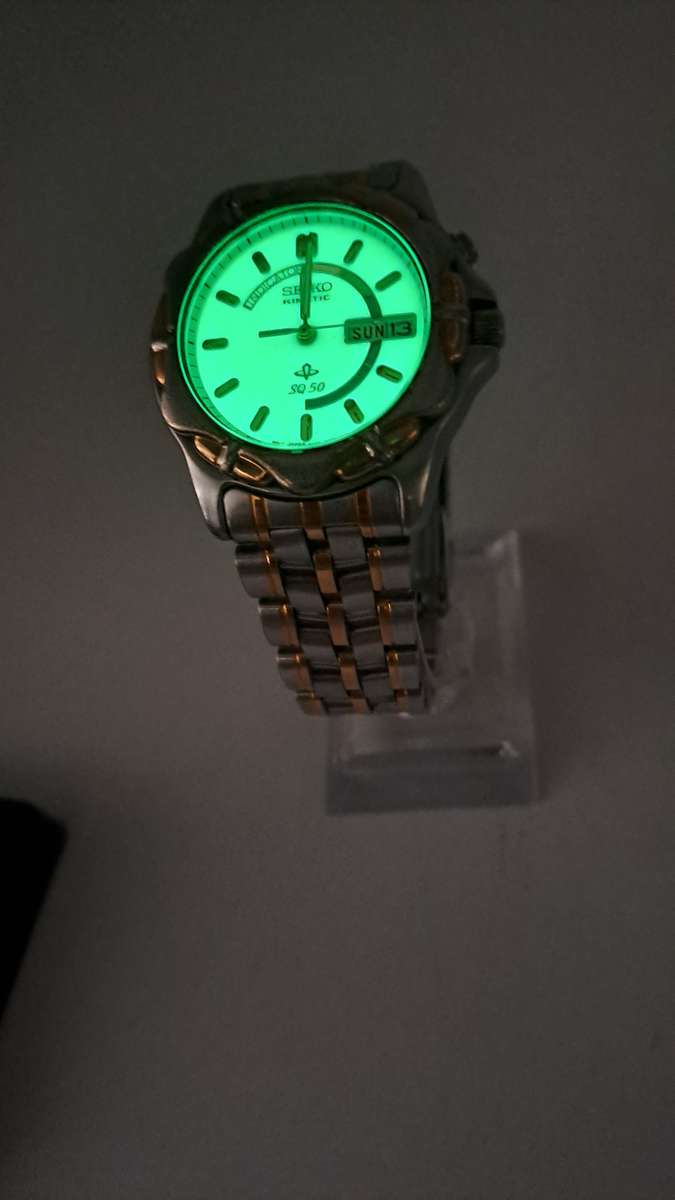 Vintage Seiko Kinetic SQ 50 Men's Watch -Luminated Dial-Not holding Charge