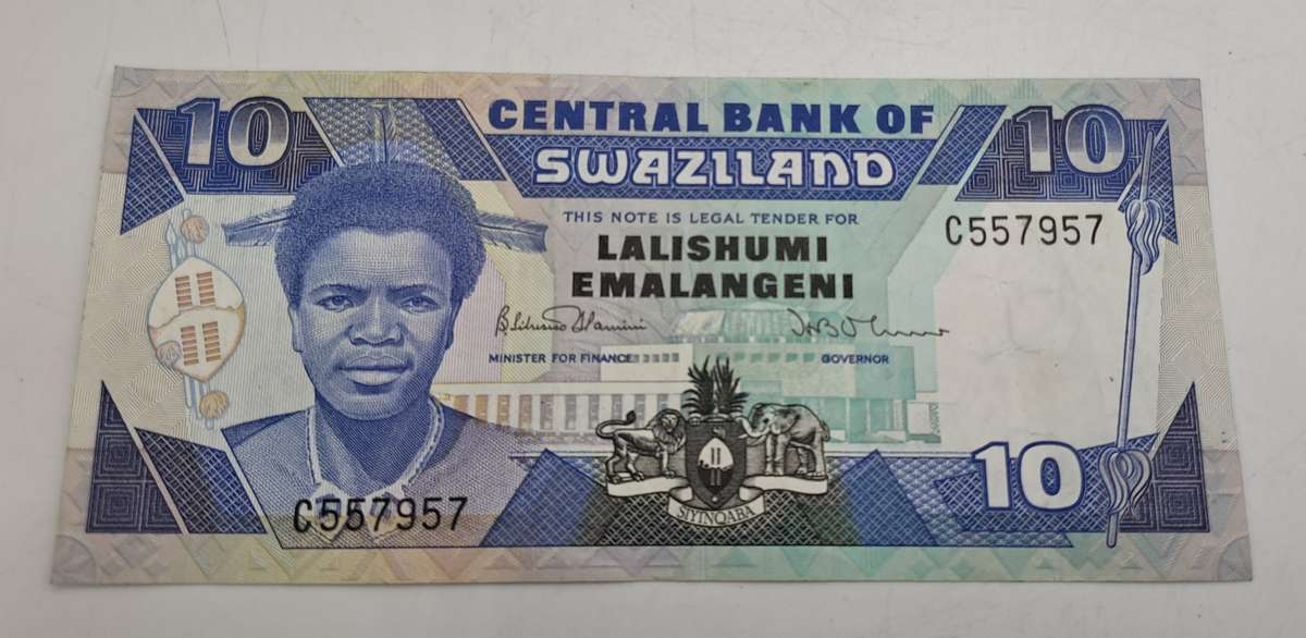 Rare-1986 Kingdom of Swaziland 10 Emalangeni Bank Note