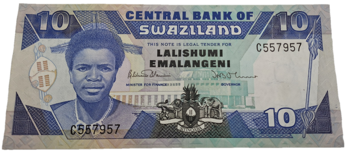 Rare-1986 Kingdom of Swaziland 10 Emalangeni Bank Note