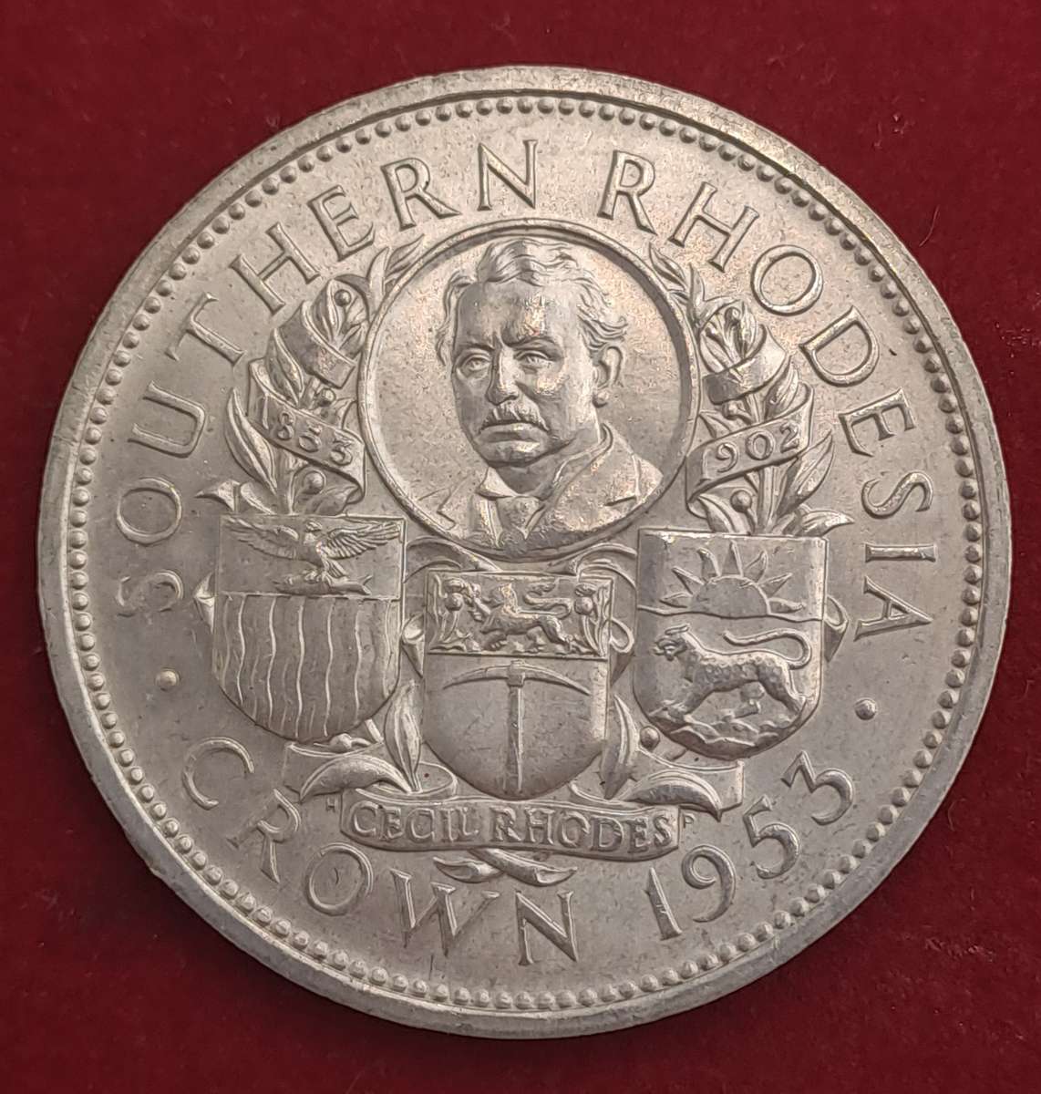 1953 Southern Rhodesia .500 SILVER - Crown -Cecil Rhodes