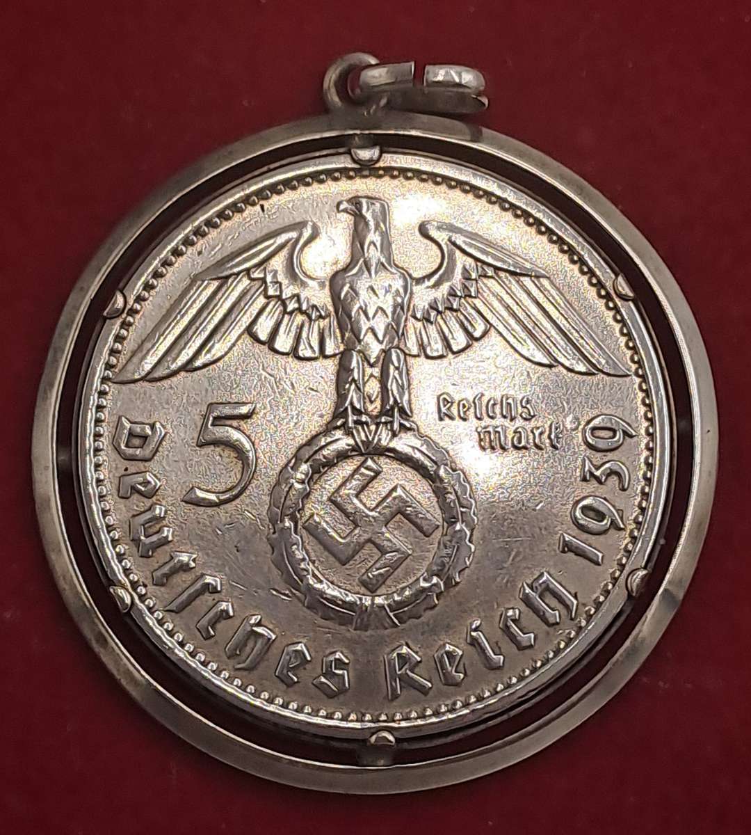 1939  Germany - .900 Silver - 5 Reichsmark Paul von Hindenburg-made into a pendant