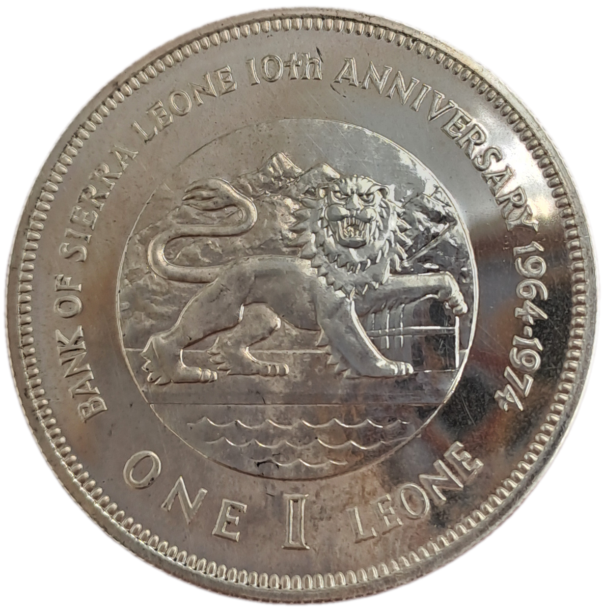 1974 Sierra Leone- 1 Leone coin Bank Anniversary-UNC