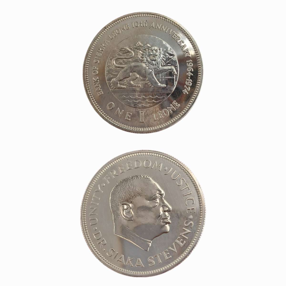 1974 Sierra Leone- 1 Leone coin Bank Anniversary-UNC