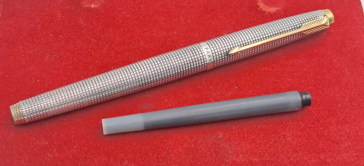 Rare Vintage Parker 75 Sterling Silver Fountain Pen with 14kt Gold Nib