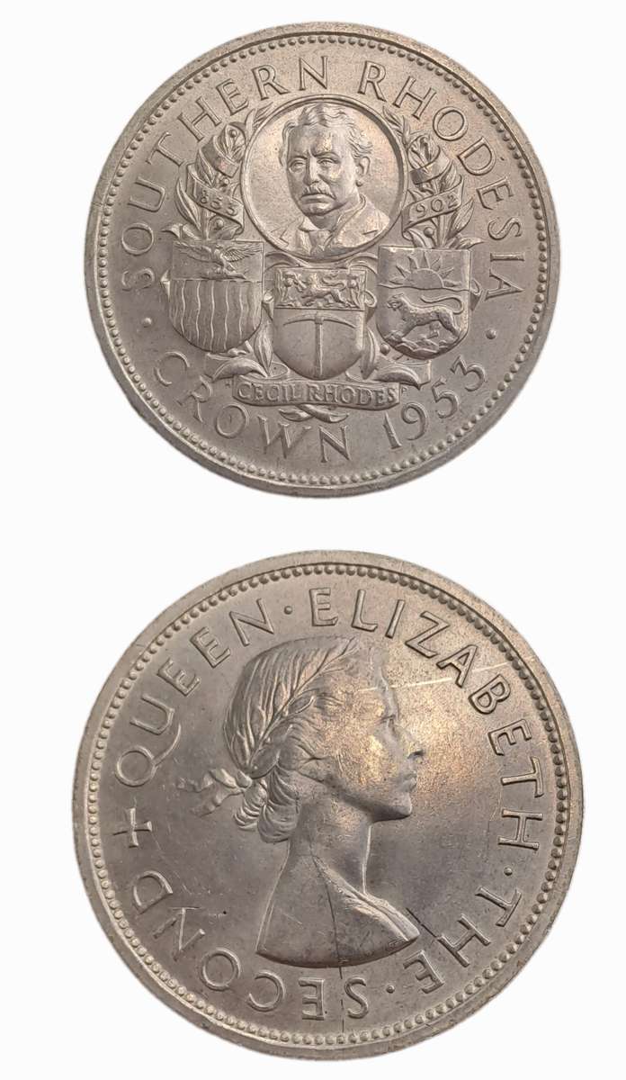 1953 Southern Rhodesia .500 SILVER - Crown -Cecil Rhodes