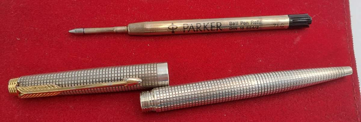 Rare Vintage Parker Cisele 75 Sterling Silver Cap and Barrel Ball Pen-  Made in the USA
