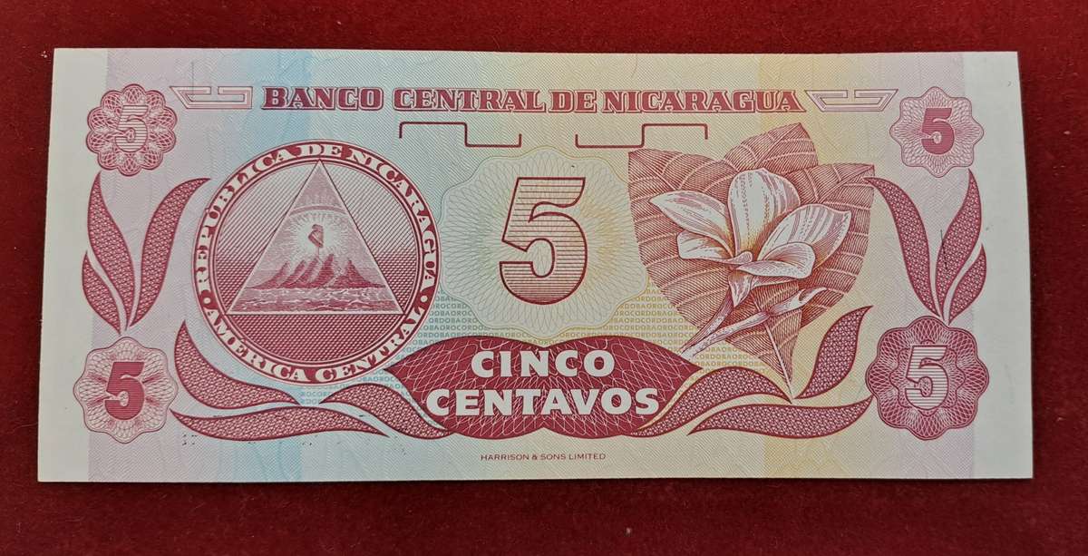 1991-1992 Nicaragua 5 Centavos Bank Note UNC