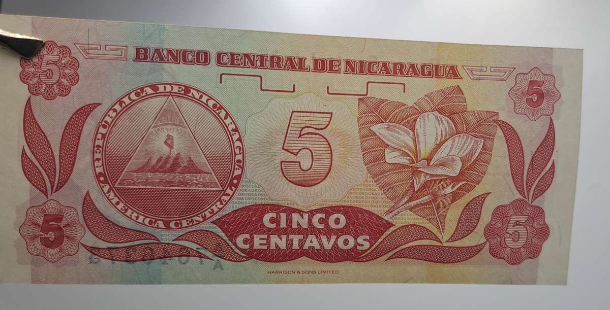 1991-1992 Nicaragua 5 Centavos Bank Note UNC