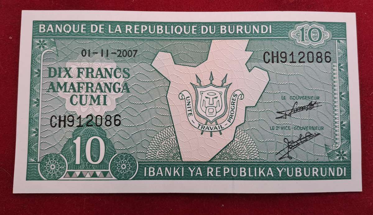 2007  Burundi 10 Francs Uncirculated Bank Note