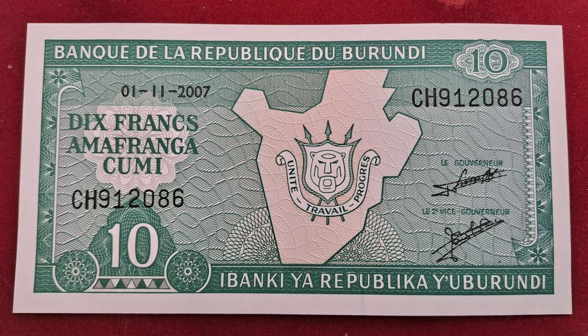 2007  Burundi 10 Francs Uncirculated Bank Note