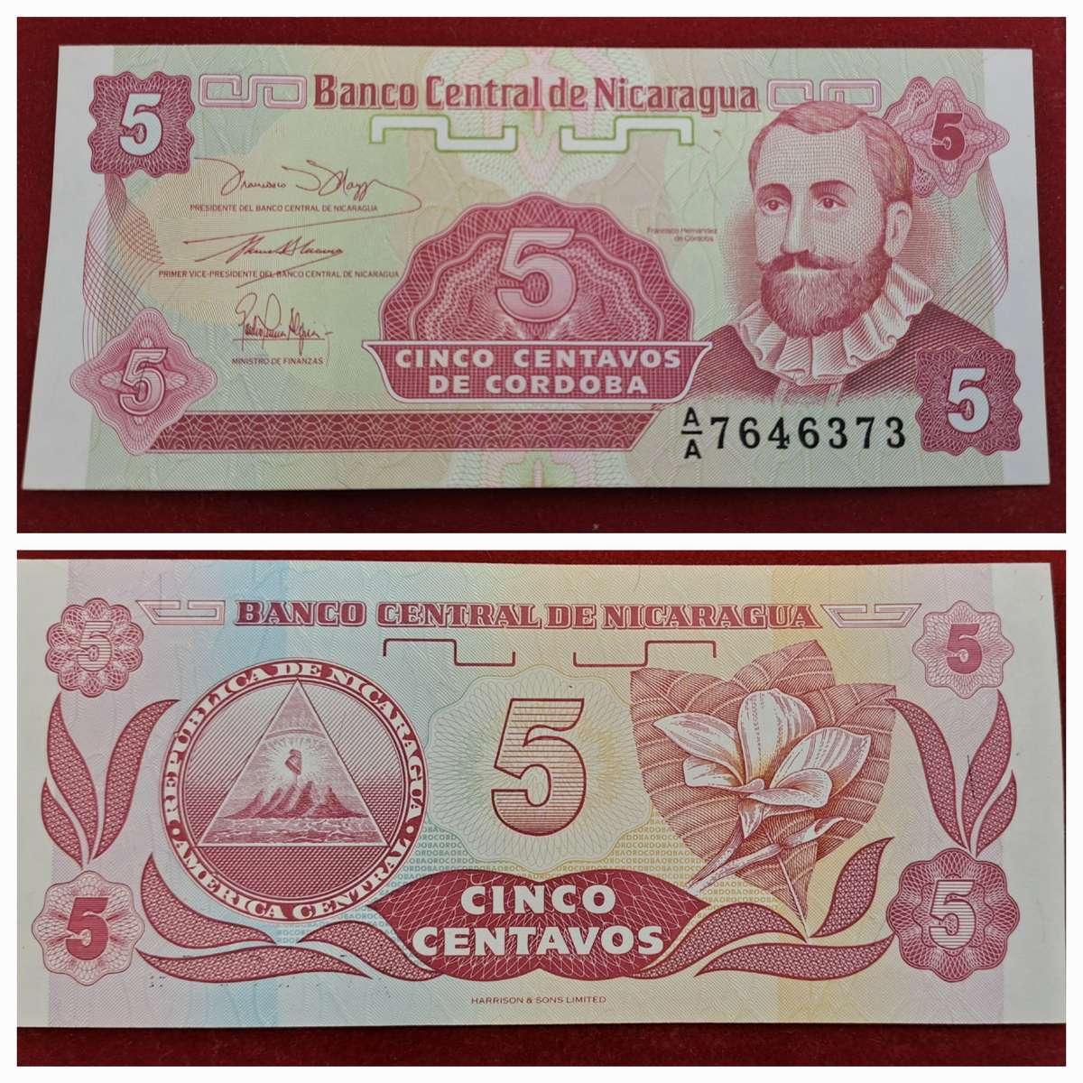 1991-1992 Nicaragua 5 Centavos Bank Note UNC