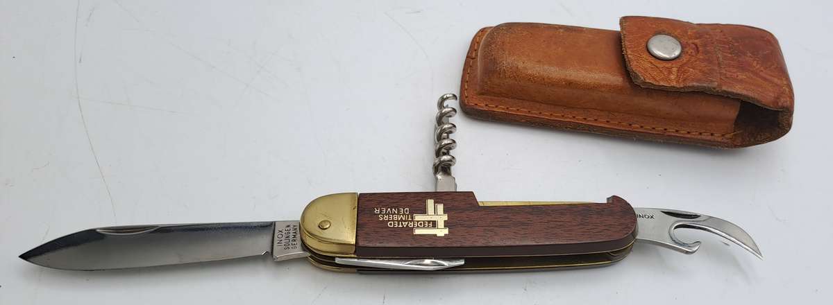 Inox Solingin Multitool Utility Pocket Knife made in Germany -Branded-Leather Pouch