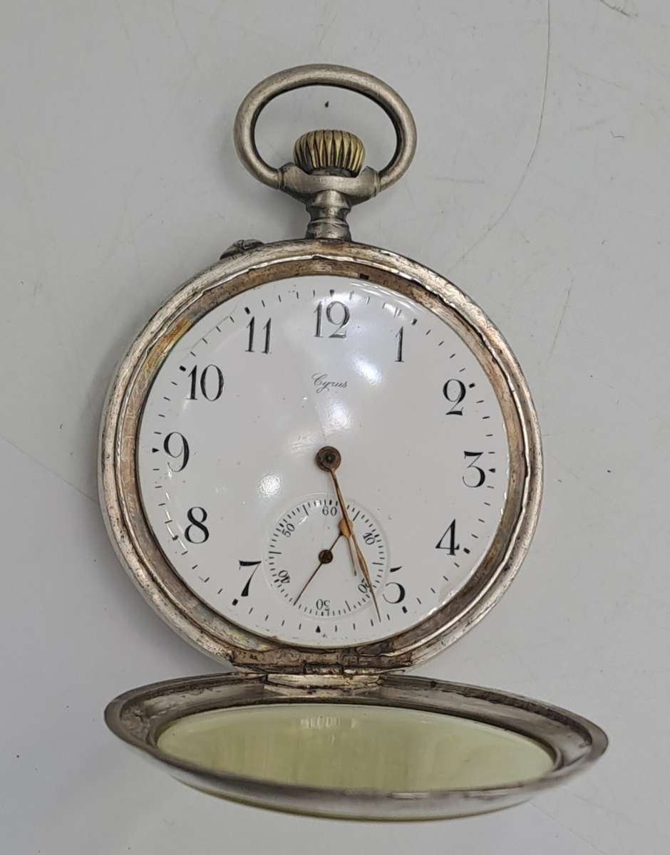Antique Cyrus GT Pocket watch with .800 Silver case -Working