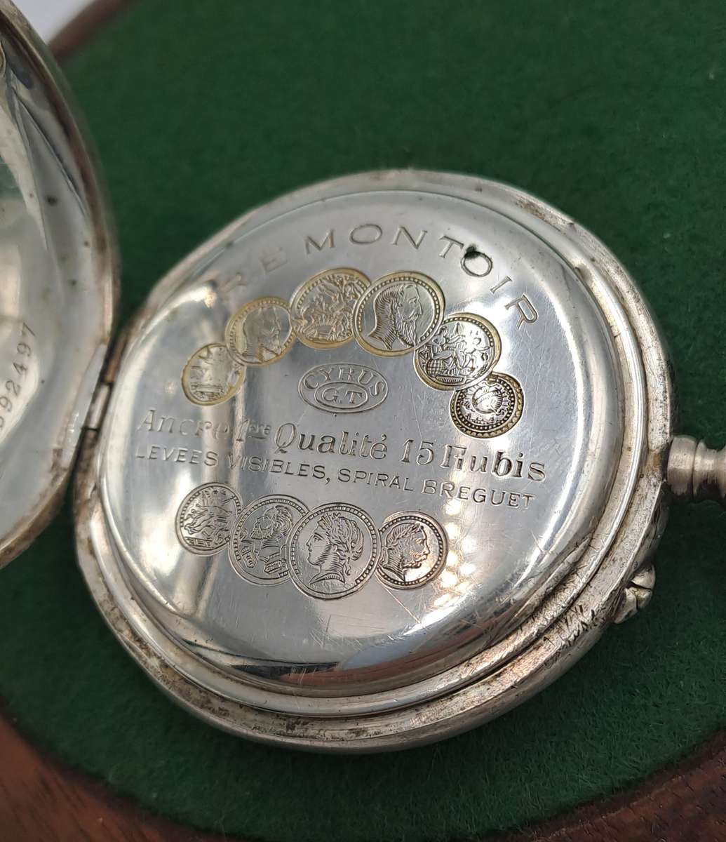 Antique Cyrus GT Pocket watch with .800 Silver case -Working