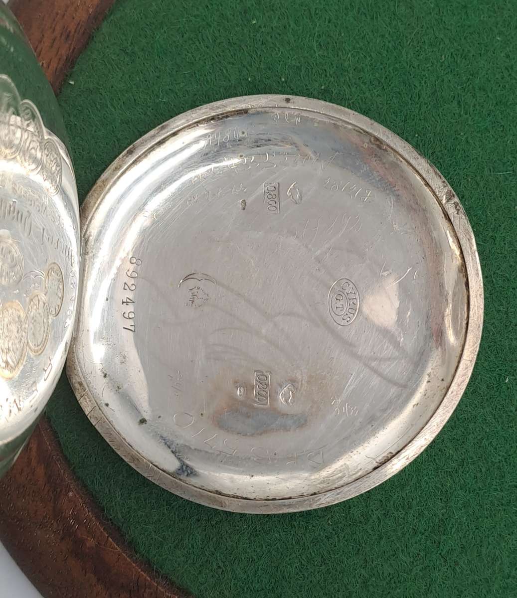 Antique Cyrus GT Pocket watch with .800 Silver case -Working