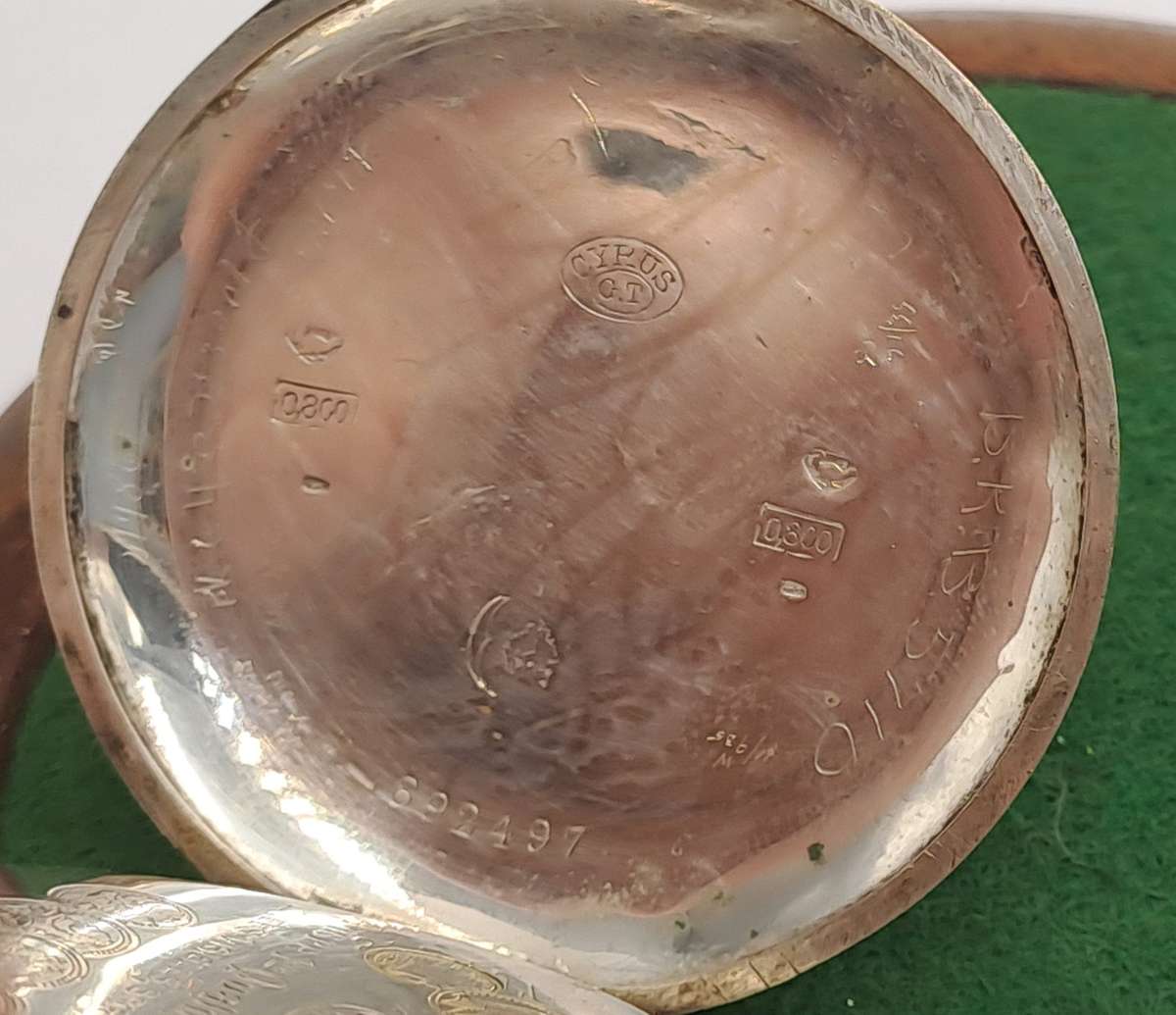Antique Cyrus GT Pocket watch with .800 Silver case -Working