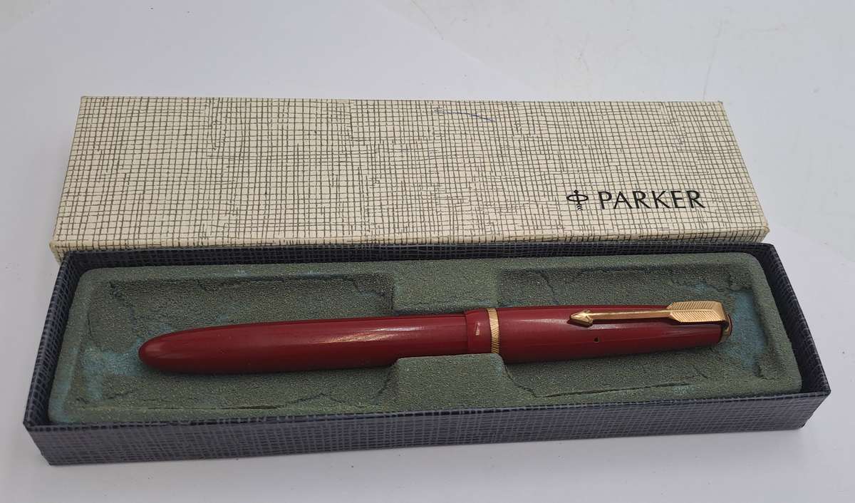 Vintage Ladies Parker 14kt Gold Nib Fountain Pen with squuese Converter -INK tested- 12,5cm
