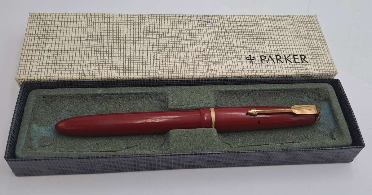 Vintage Ladies Parker 14kt Gold Nib Fountain Pen with squuese Converter -INK tested- 12,5cm